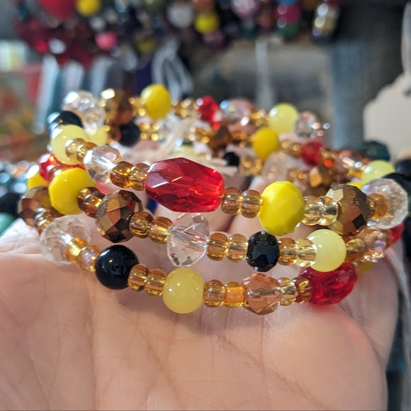 Glass Beaded Bracelet Red Chiefs Gold Love Handmade Taylor Swift Vibes Artisan - Picture 3 of 15